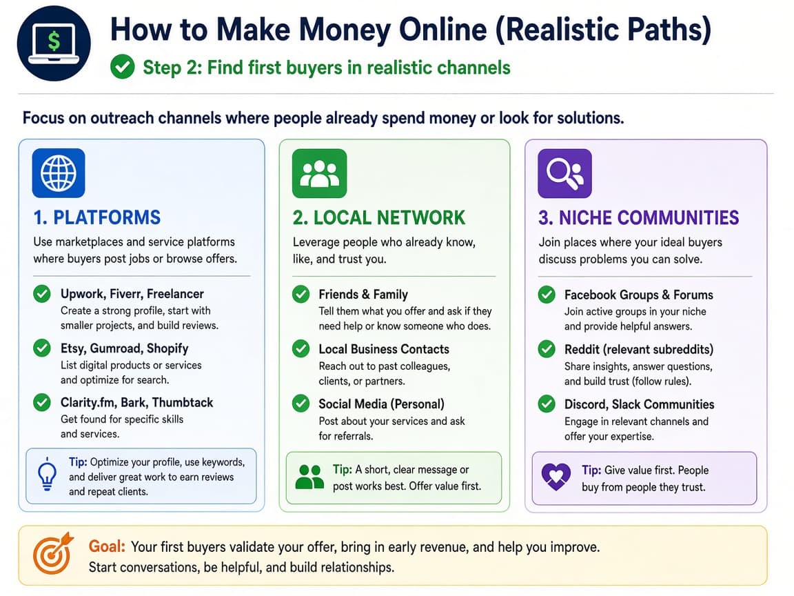 Checklist of outreach channels: platforms local network and niche communities