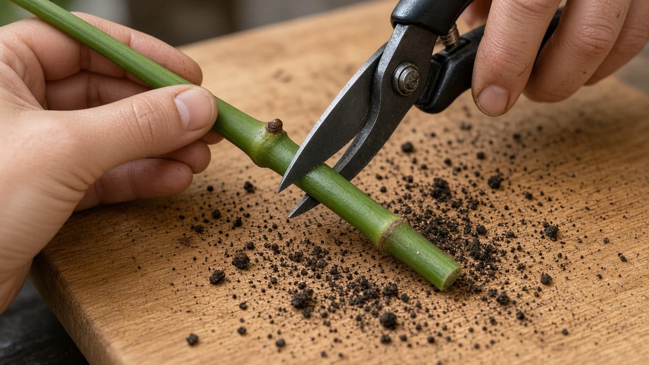 Monstera leaf cutting without a visible stem node