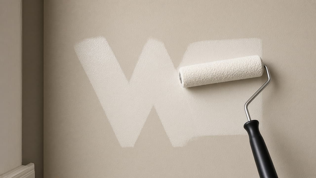 Paint roller forming a W pattern then filling the section
