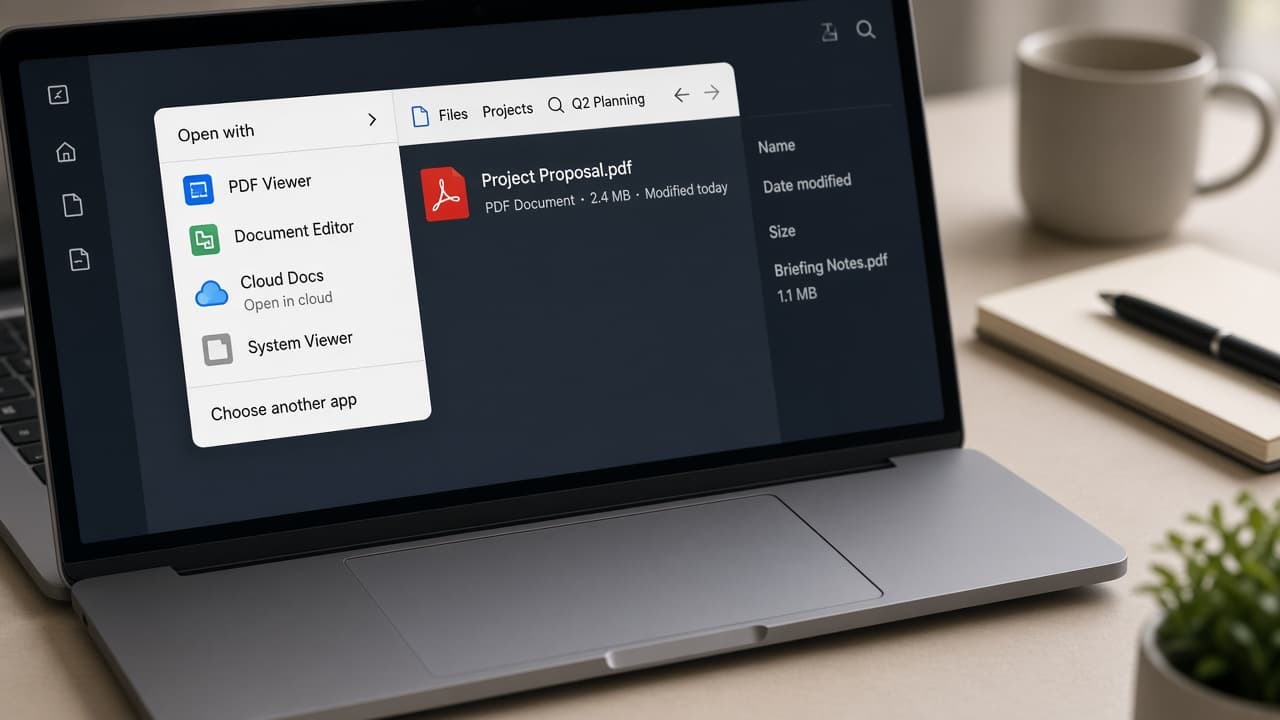 Right-click menu opening a PDF with Google Docs