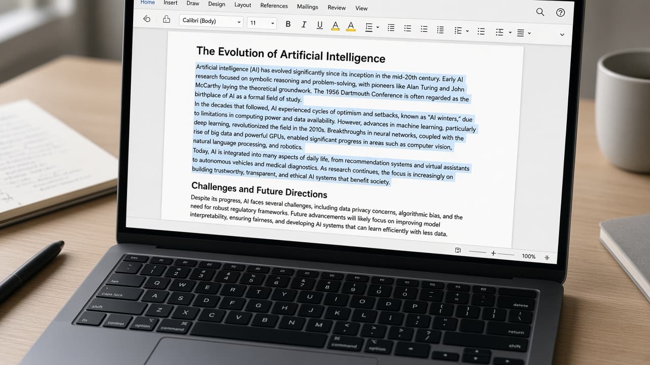 Selectable OCR text highlighted before Word export