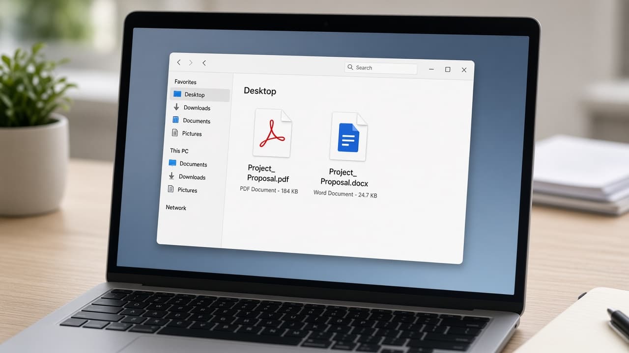 Folder containing original PDF and final editable DOCX together