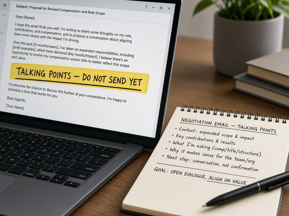 Long negotiation email marked send later as talking points