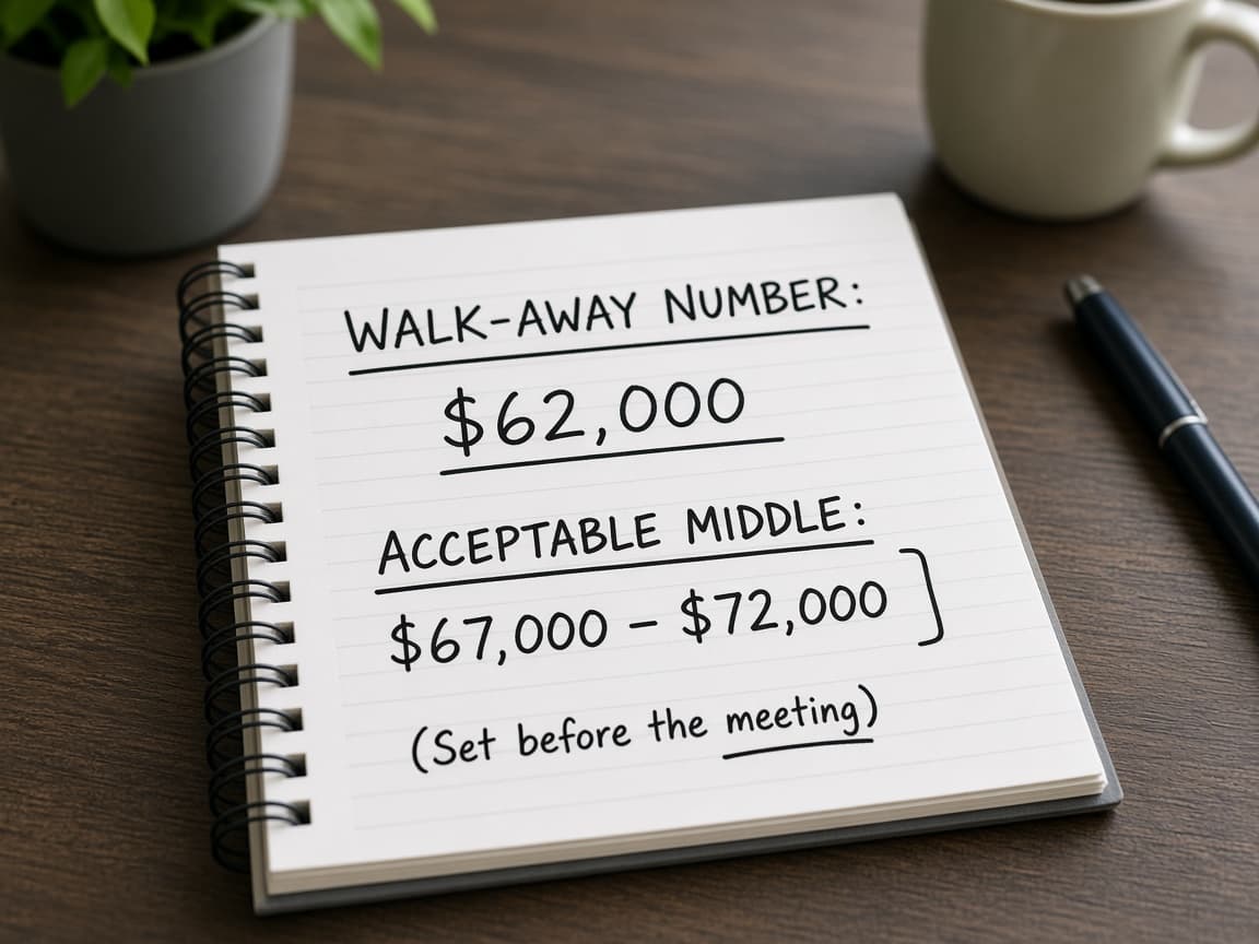 Notepad with walk-away and middle marked before the meeting