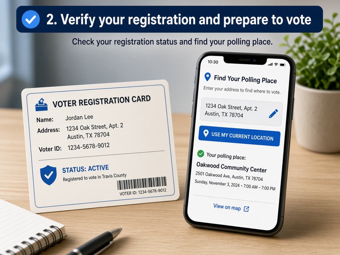 Voter registration card and polling place lookup on a phone