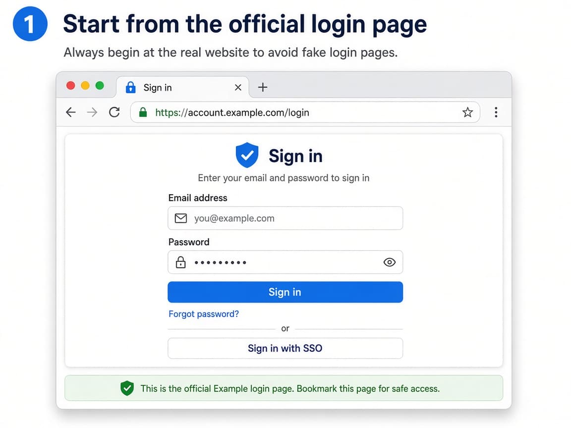 Browser showing a legitimate login page with Forgot password