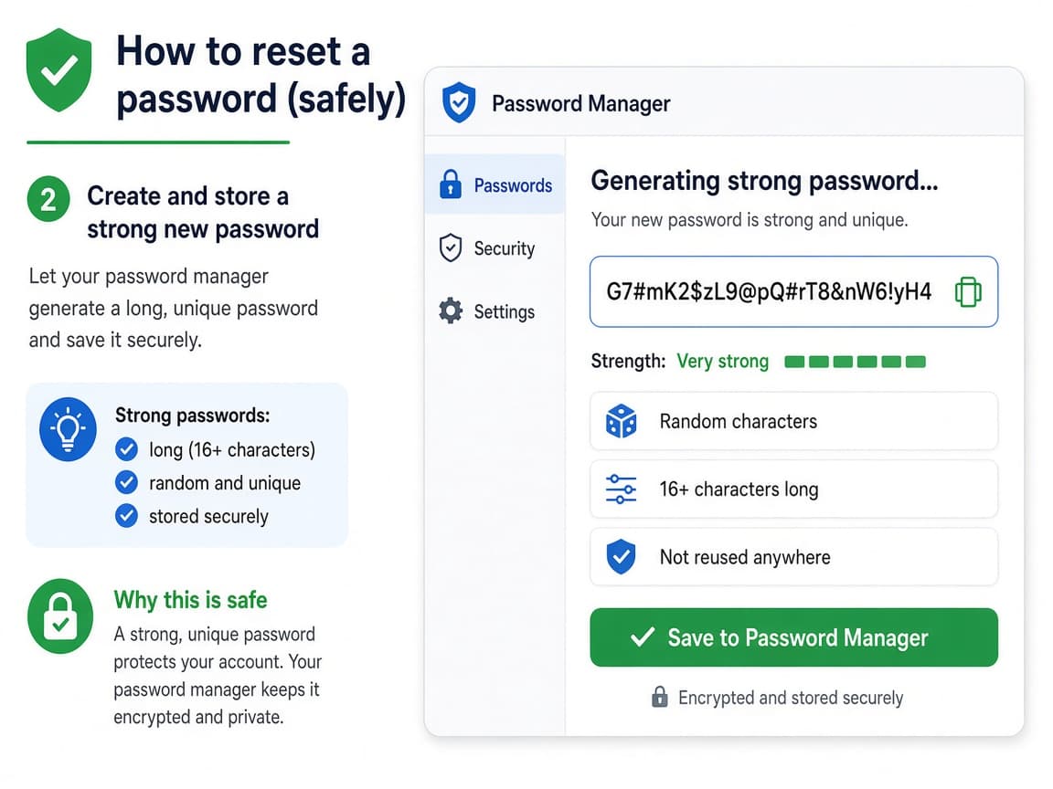 Password manager generating a long unique password
