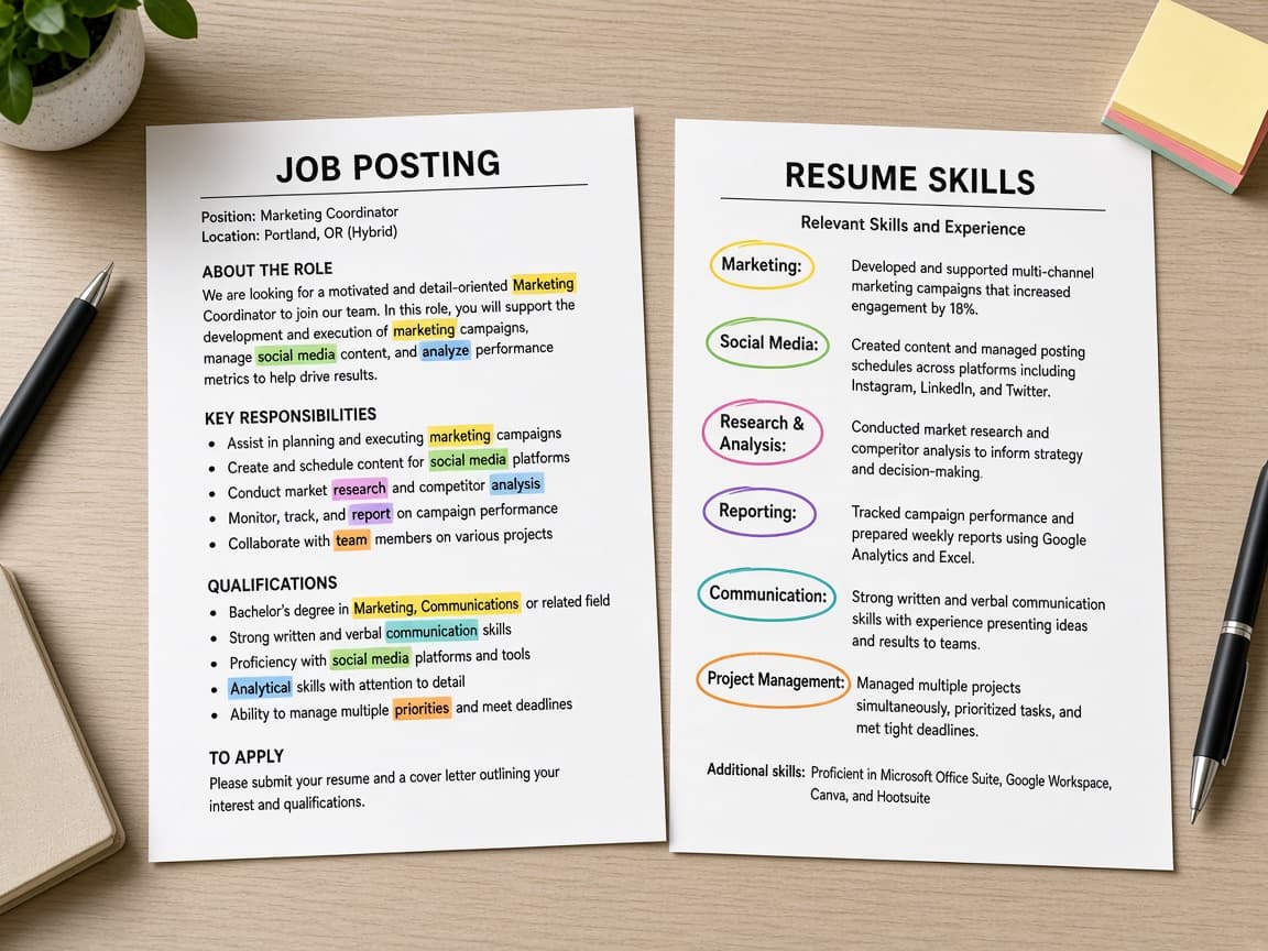 Skill meter icons crossed out beside a plain skills list
