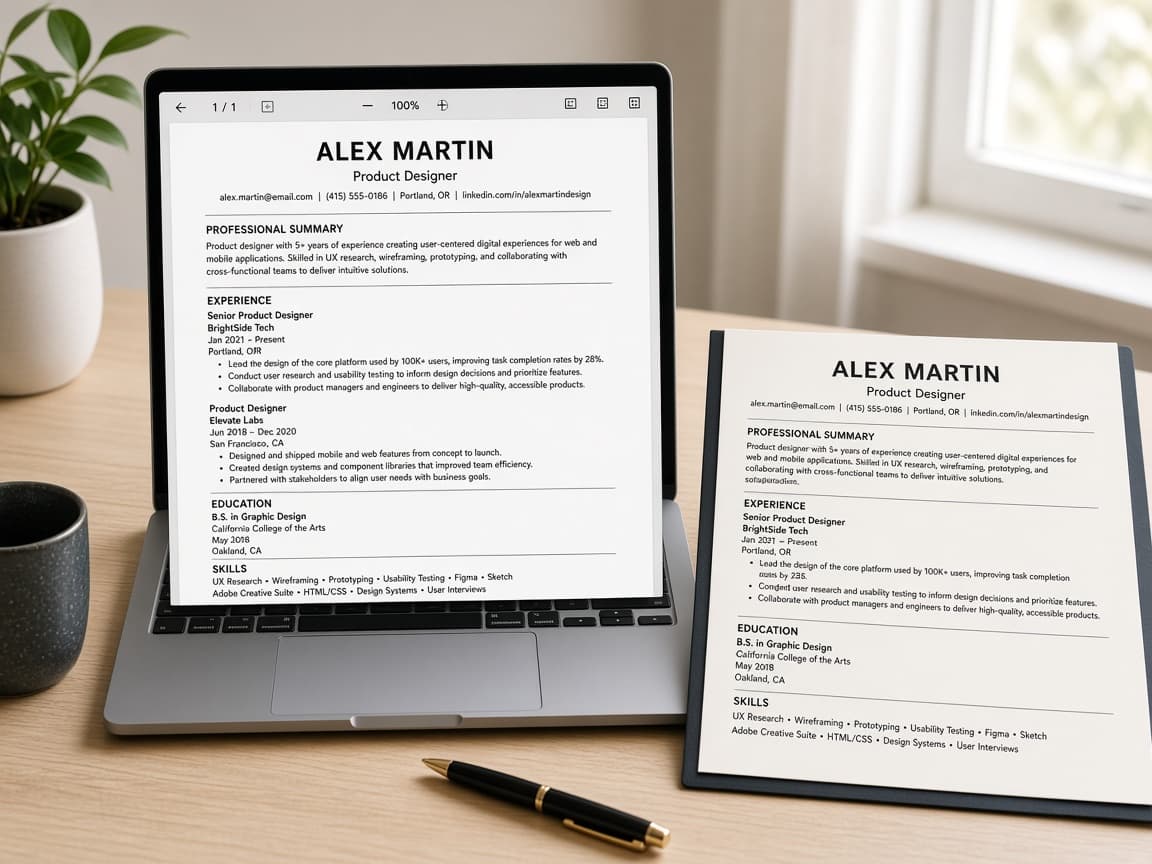 Plain text paste of a resume showing clean reading order