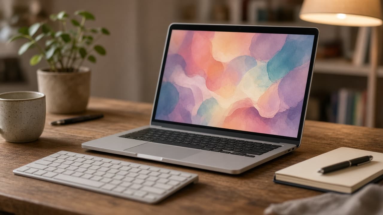 Mac keyboard with screenshot shortcut keys highlighted beside a desktop screenshot thumbnail