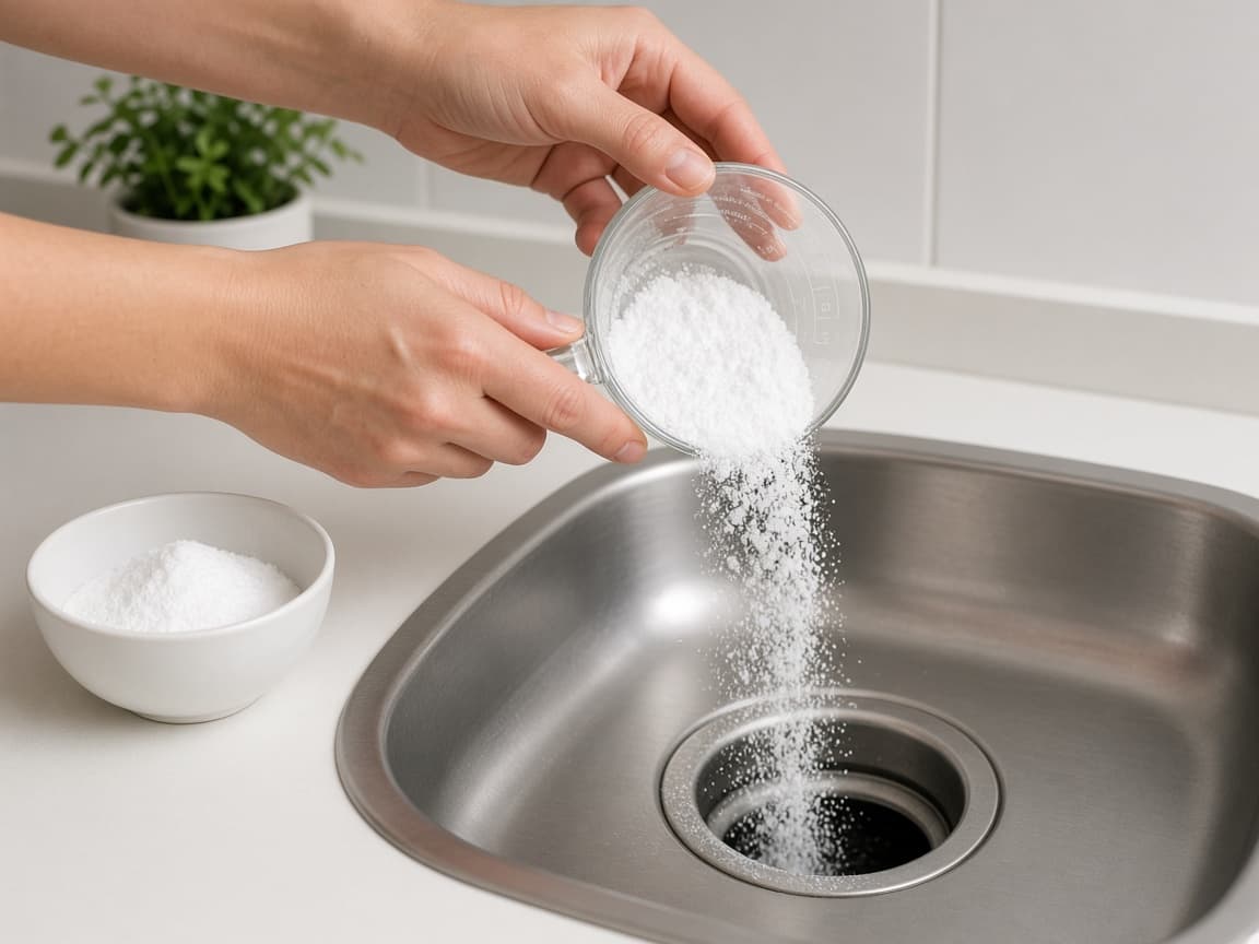 Hot tap water flushing the drain after fizzing