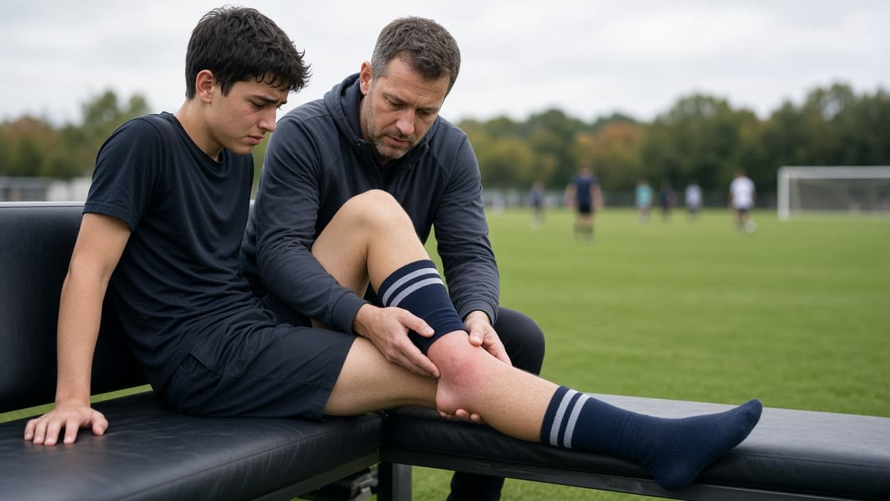 Coach benching a player with a swollen ankle instead of returning to the field