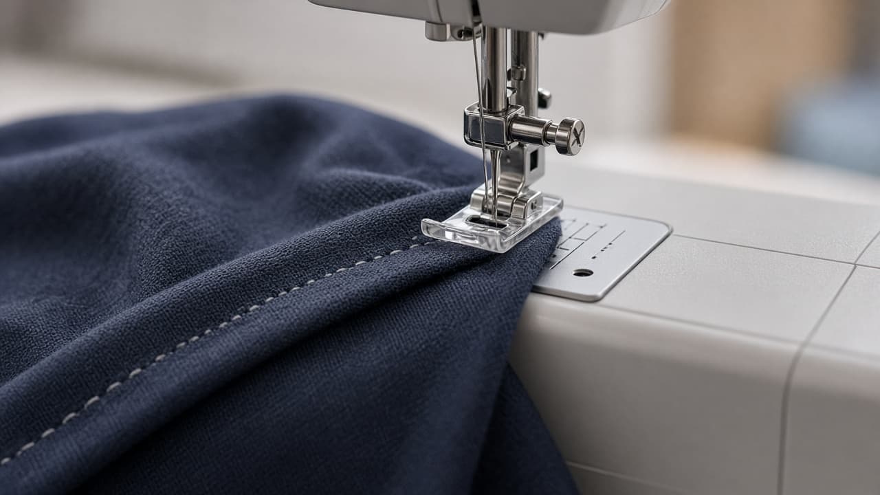Blind-hem foot catching only a tiny point of the garment fold