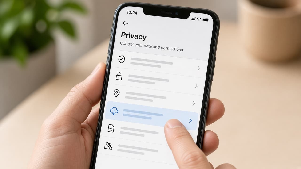 Finger tapping Request data inside TikTok privacy settings