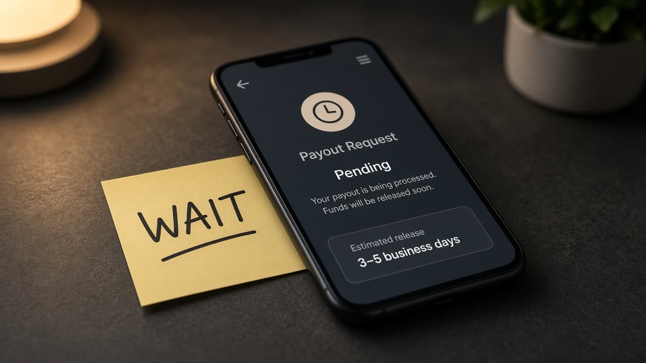 Pending payout notice marked wait before account deletion