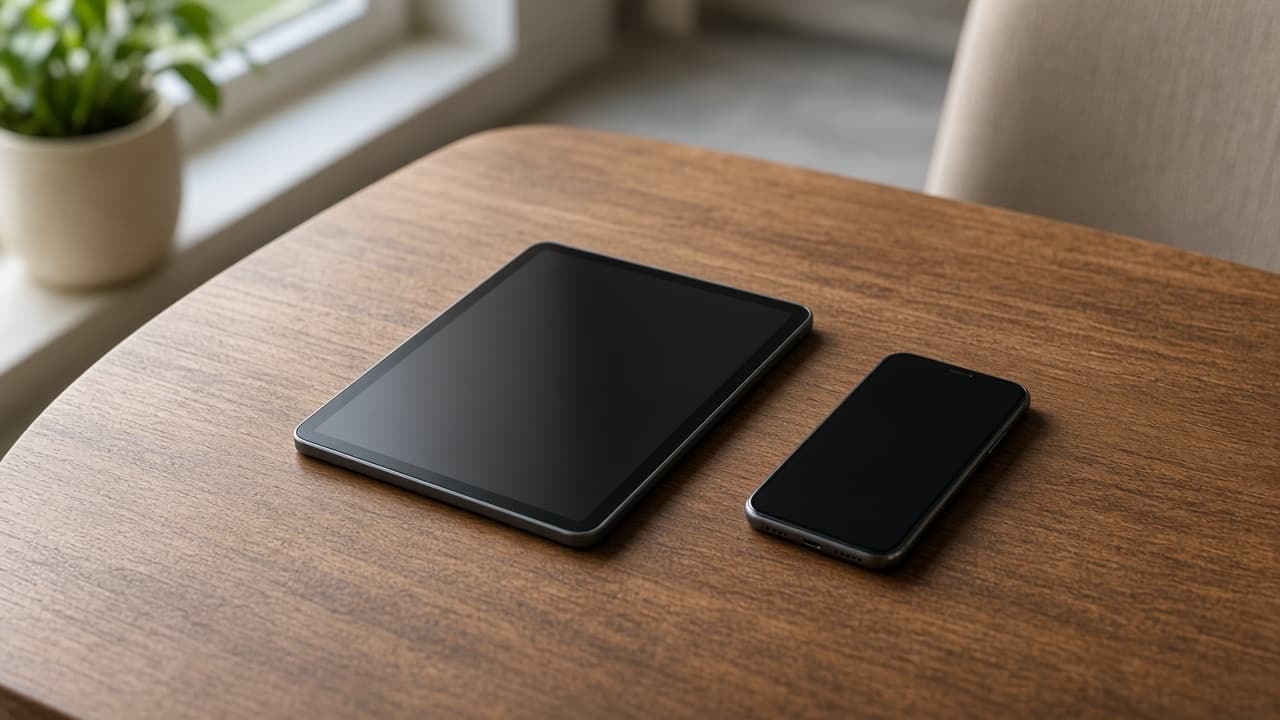 Tablet and phone with TikTok icons left unopened during wait period