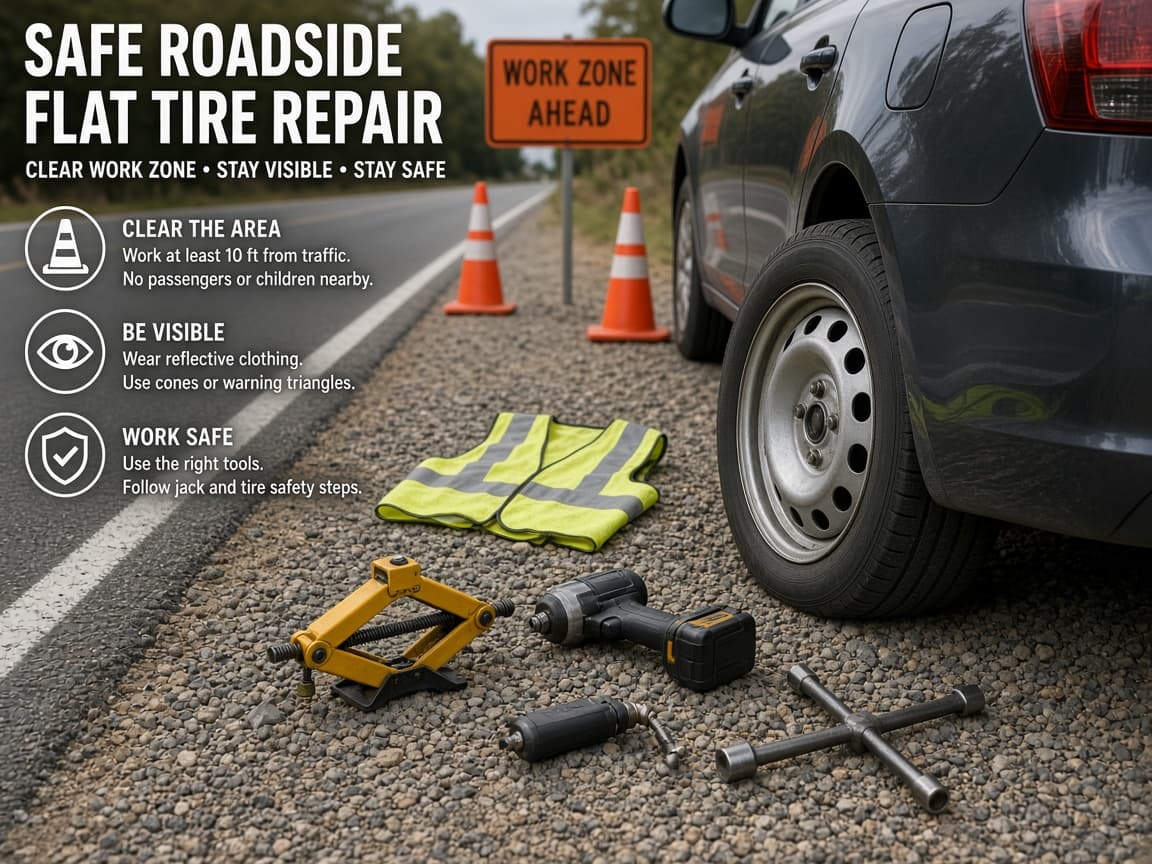 Work zone clear of children with tools staged by the flat