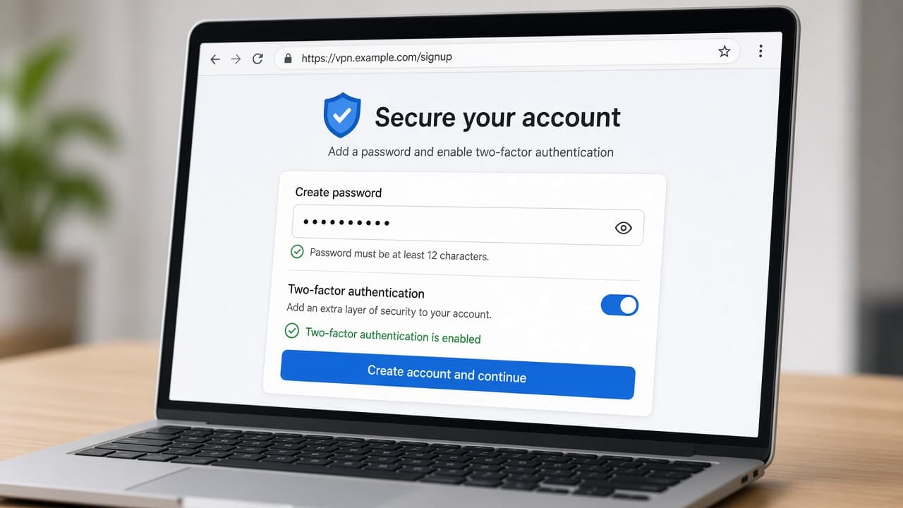 Password manager and multifactor prompt during VPN account creation