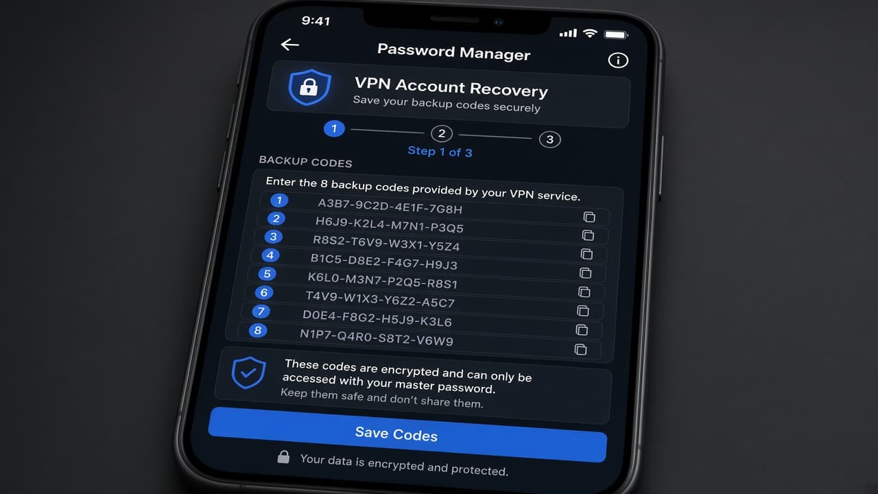 Save your account recovery codes