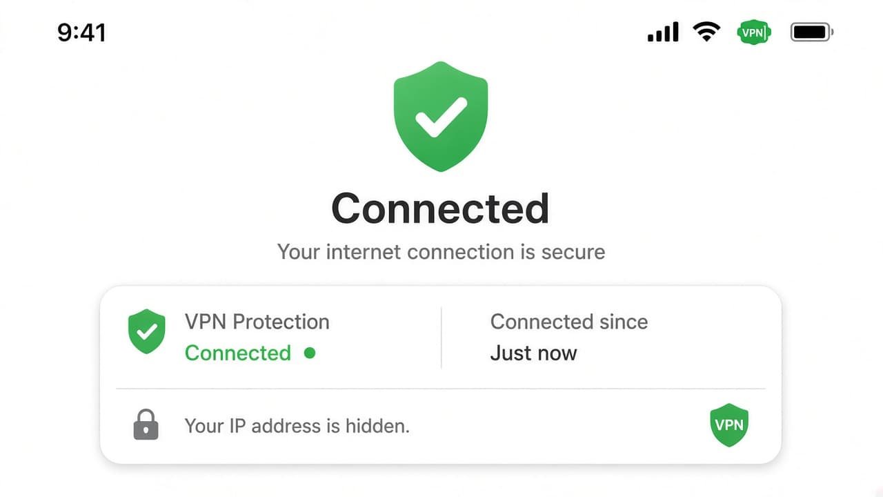 Phone status bar showing a connected VPN shield icon