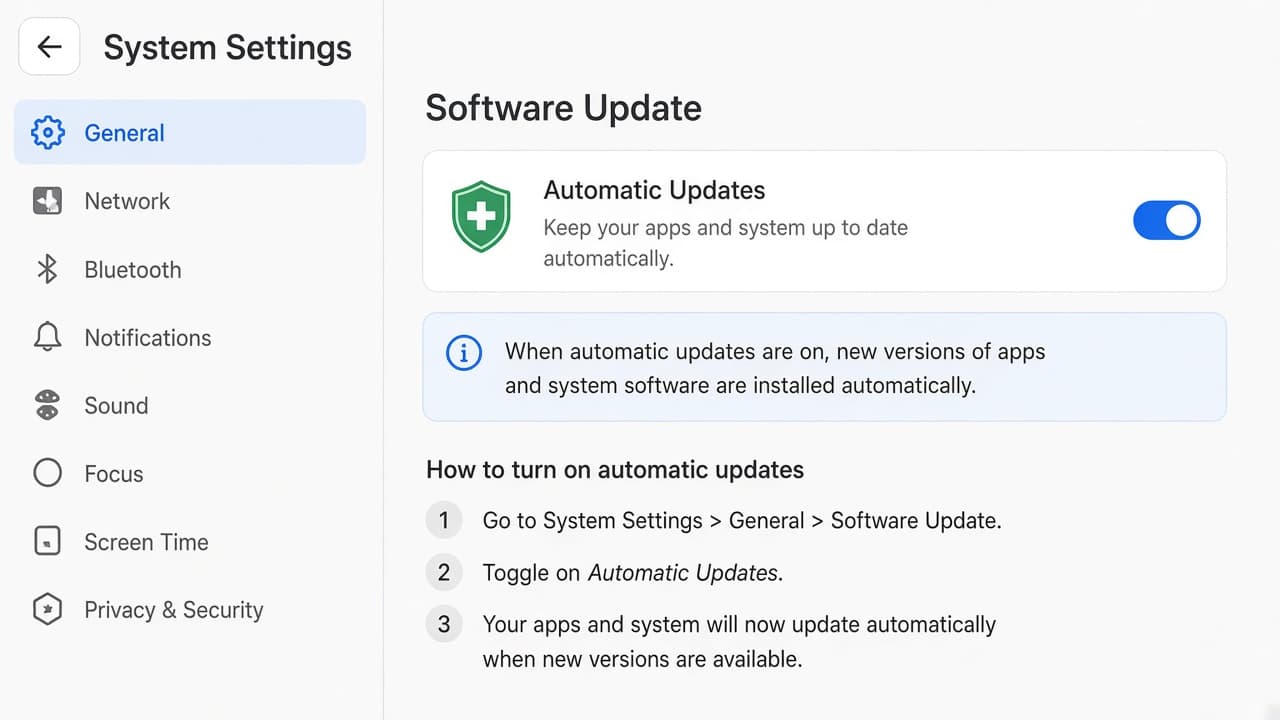 VPN app update screen with automatic updates enabled