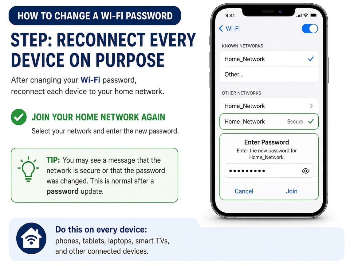 Phone Wi-Fi list joining a home network after a password change