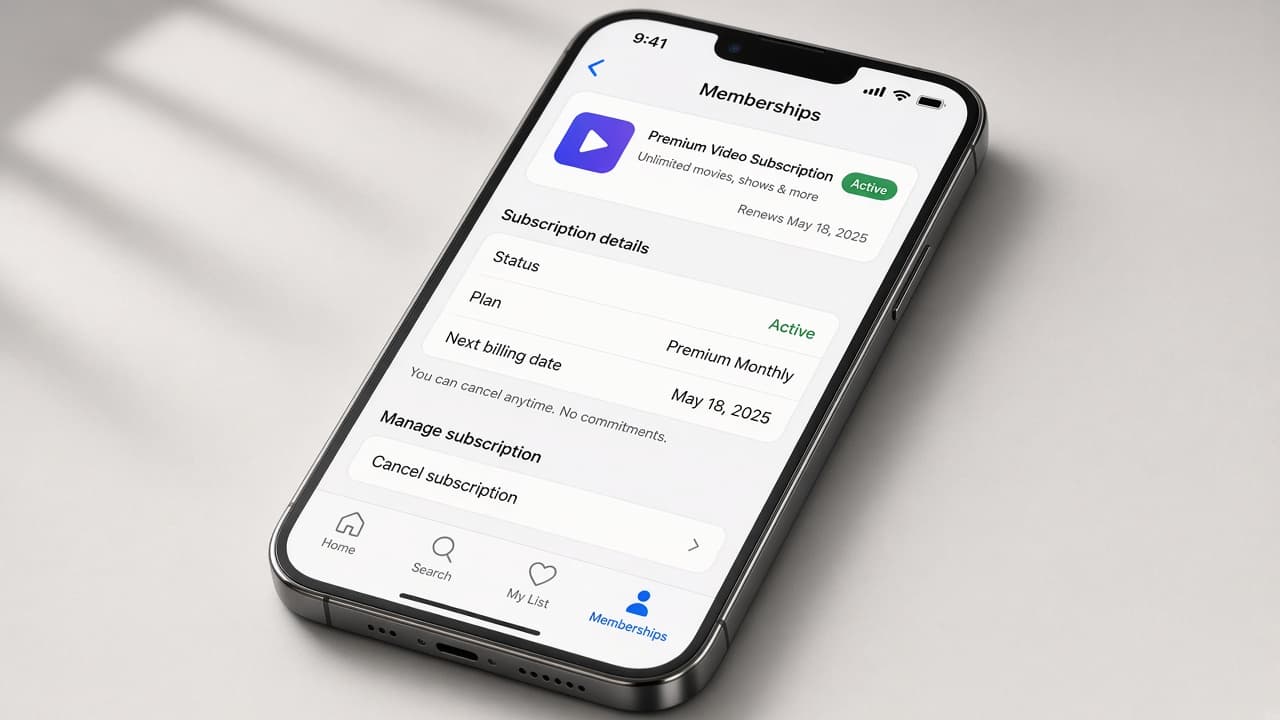 YouTube memberships page showing an active Premium status