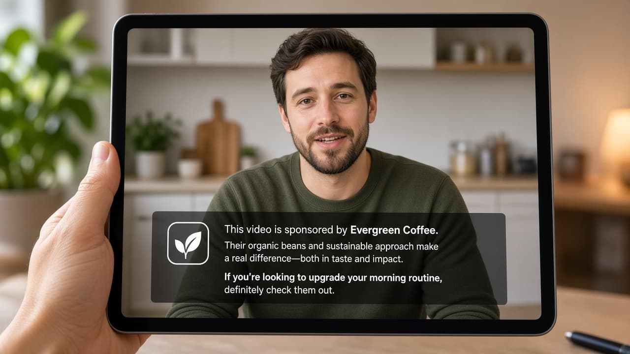 Creator speaking a brand integration inside the main video