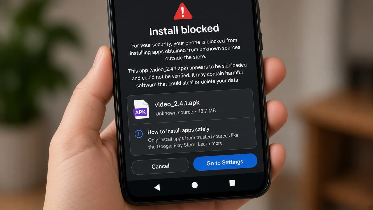 Android warning about an unknown sideloaded YouTube APK
