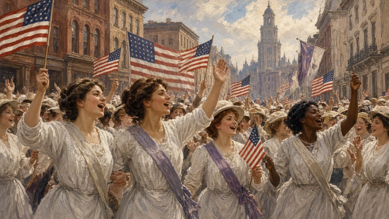Illustrative celebration of the 19th Amendment ratification