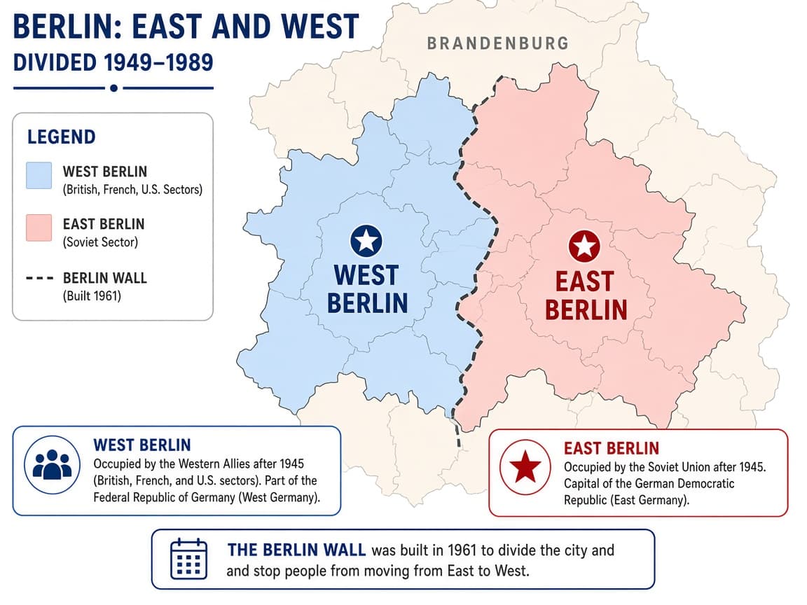Educational map of divided Berlin