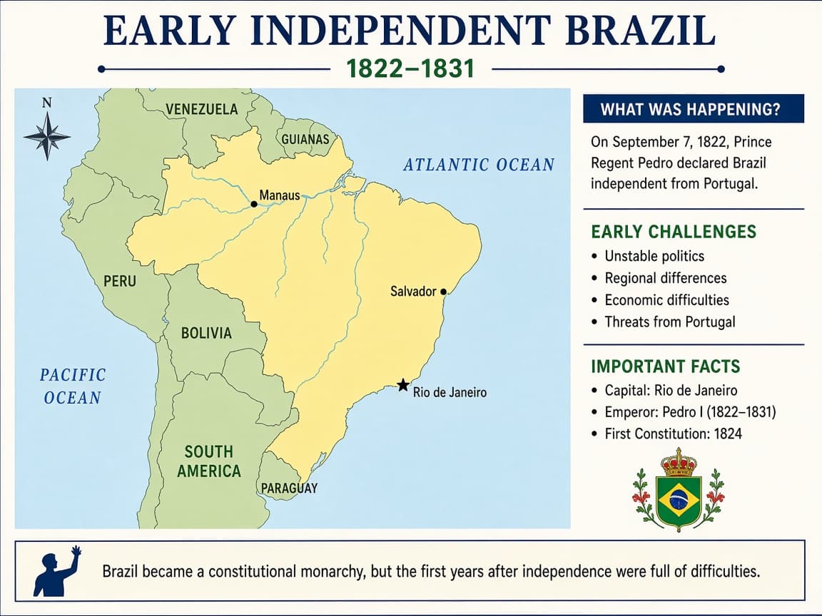 Educational early Brazil empire map