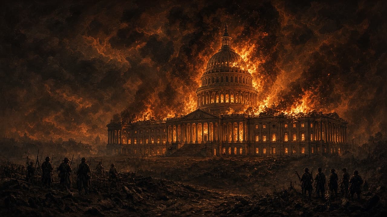 Illustrative Capitol on fire 1814