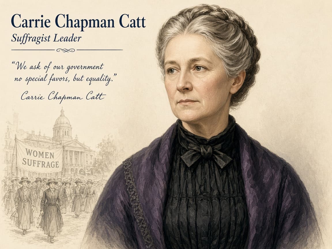 Illustrative portrait of Carrie Chapman Catt