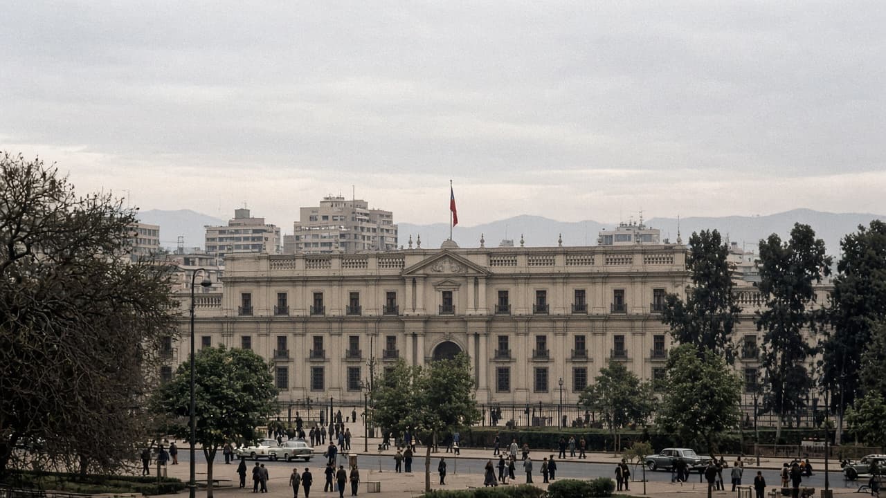 Illustrative distant view of a government palace building