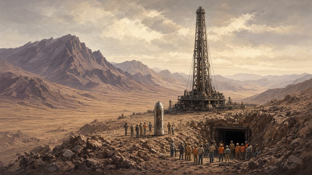 Illustrative view of the rescue operation at the San Jose mine in the Atacama Desert in 2010