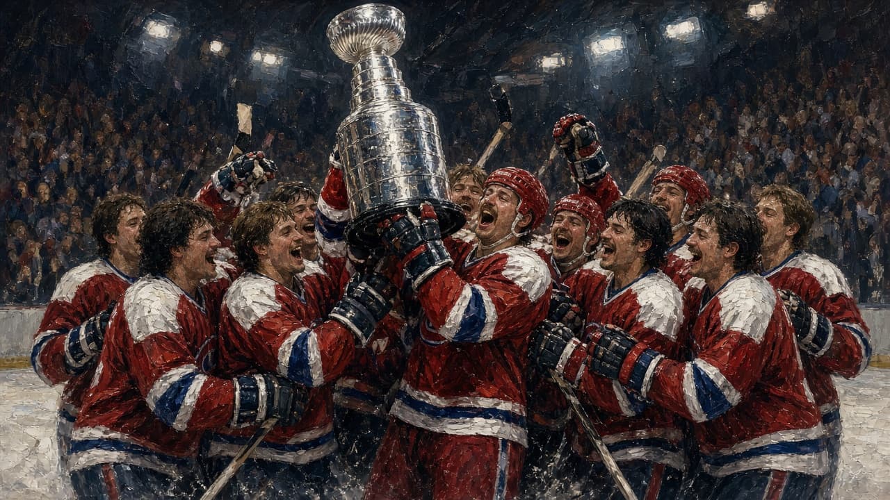 Illustrative 1980s Edmonton Oilers celebration