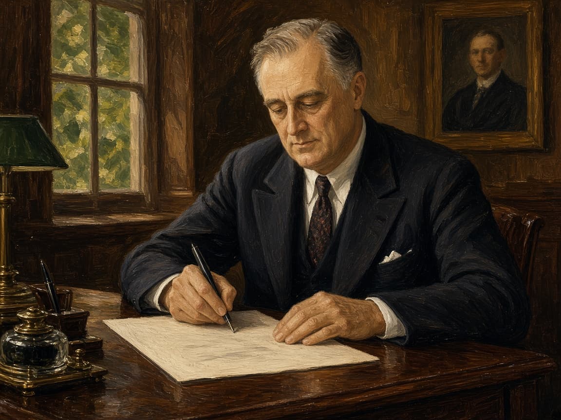 Illustrative portrait of Franklin D. Roosevelt