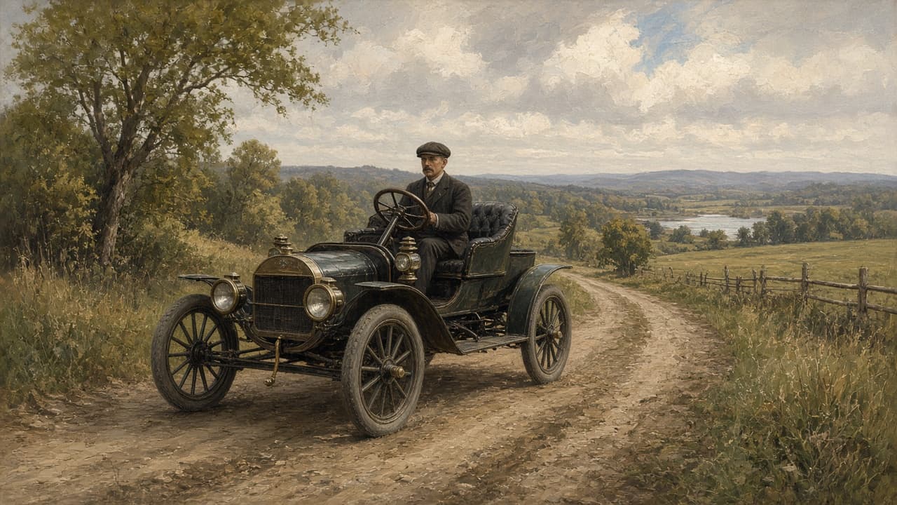 Illustrative view of a 1903 Ford Model A runabout with a rear tonneau