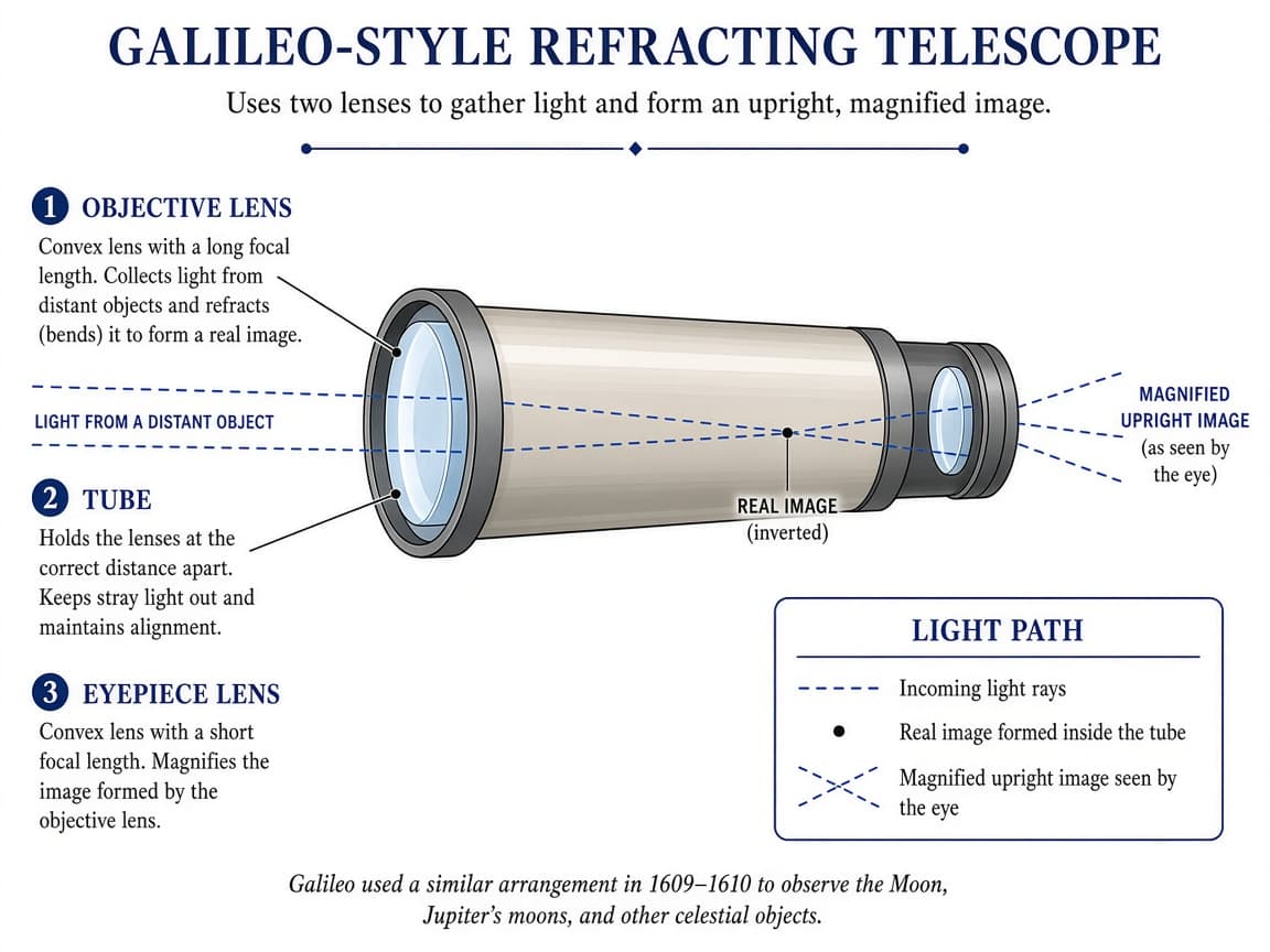 Educational early telescope diagram