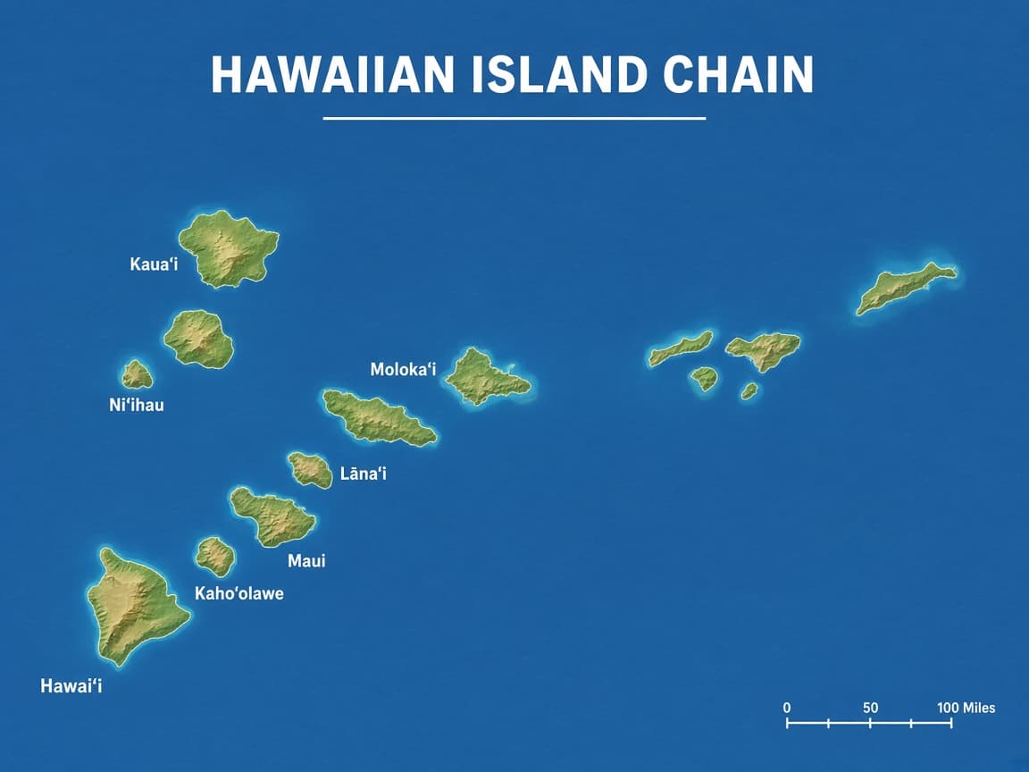 Educational map of Hawaiian islands
