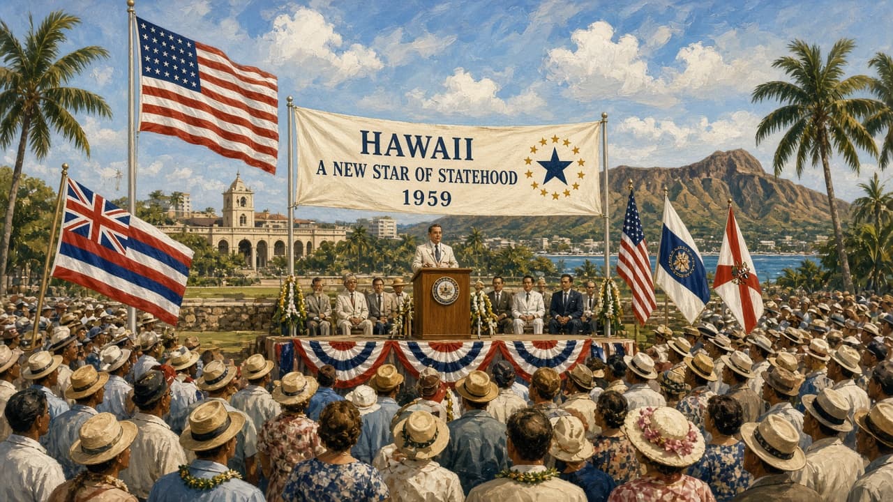 Illustrative Hawaii statehood ceremony