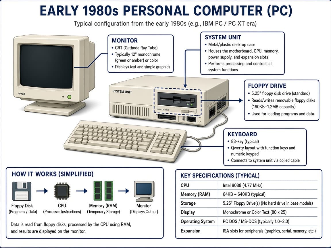Educational cutaway of early PC parts
