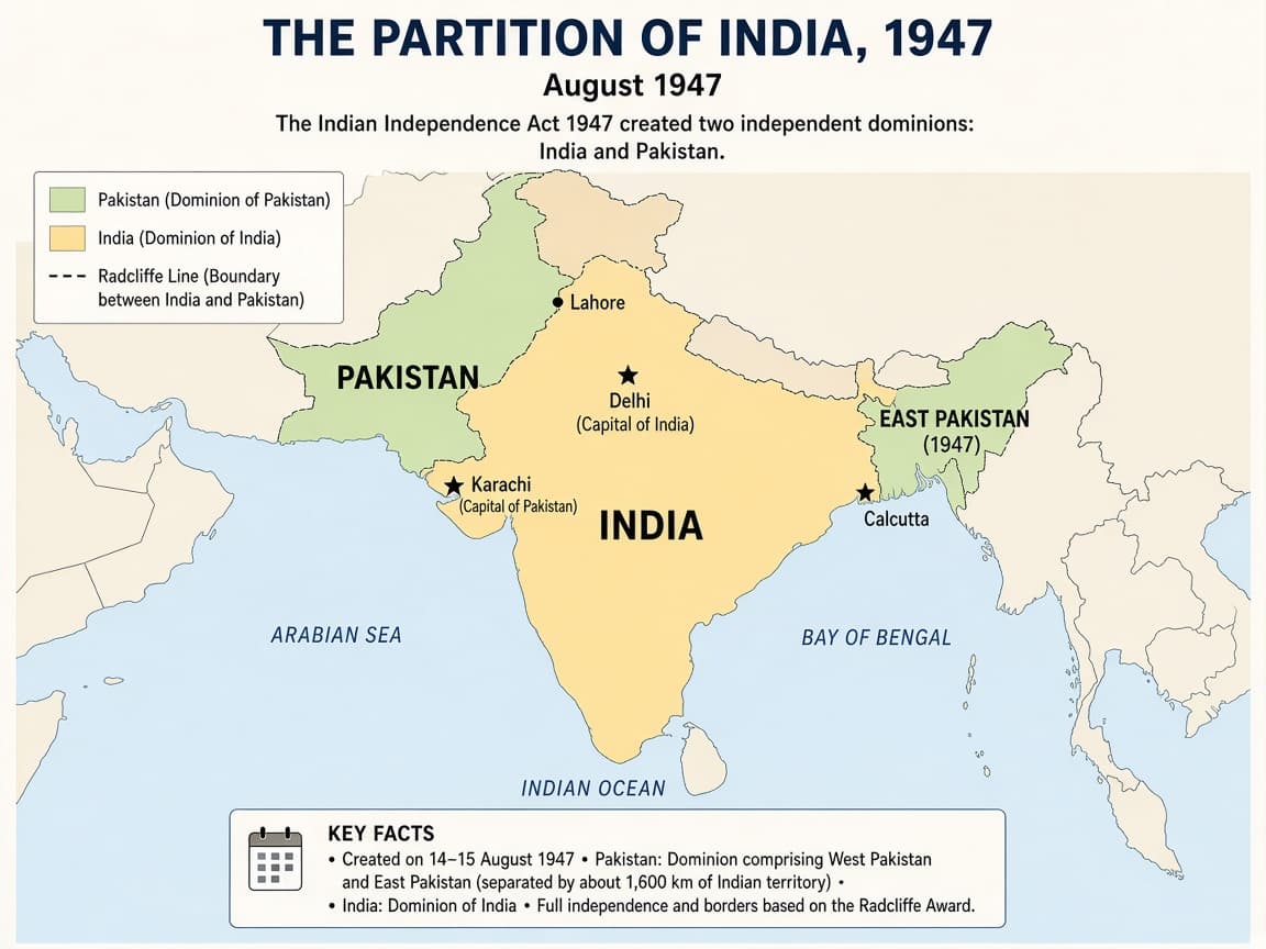 Educational map of Partition 1947