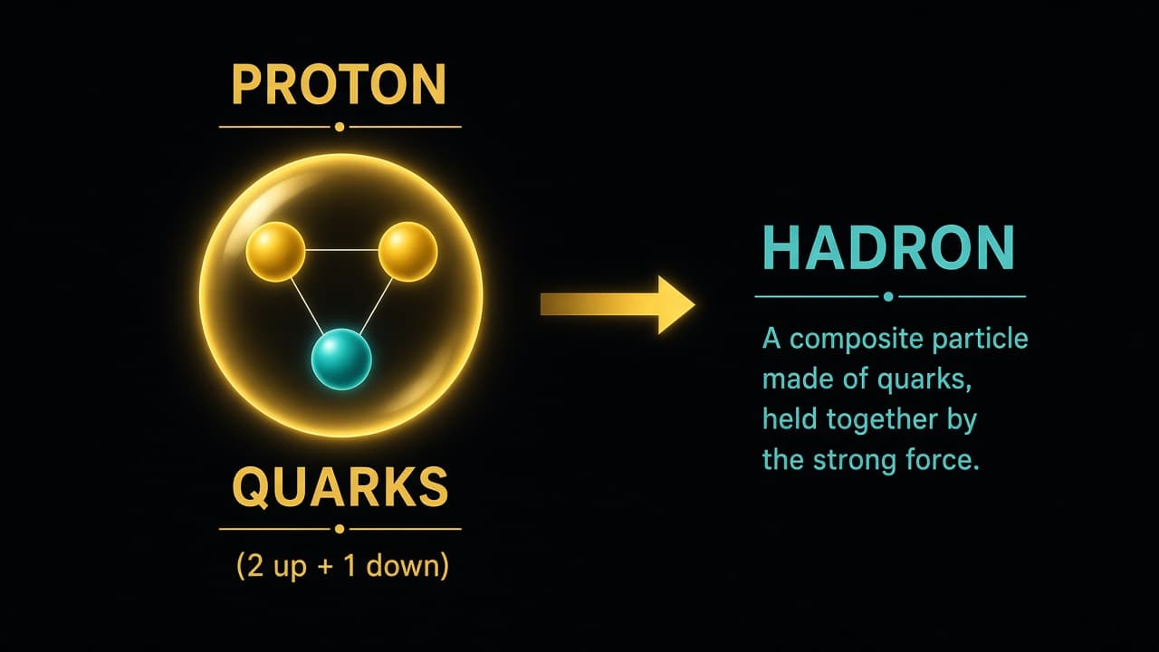 Educational diagram of a proton containing quarks
