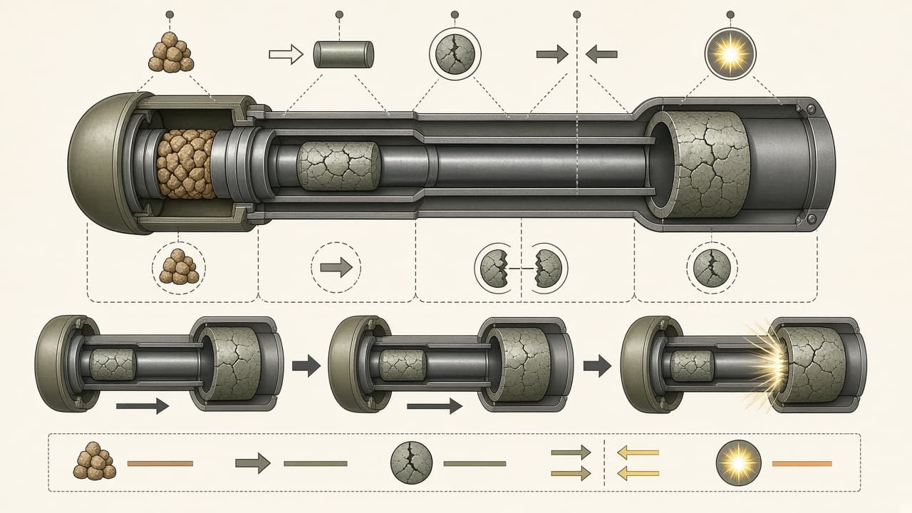Educational cutaway diagram of the Little Boy gun-type uranium fission bomb