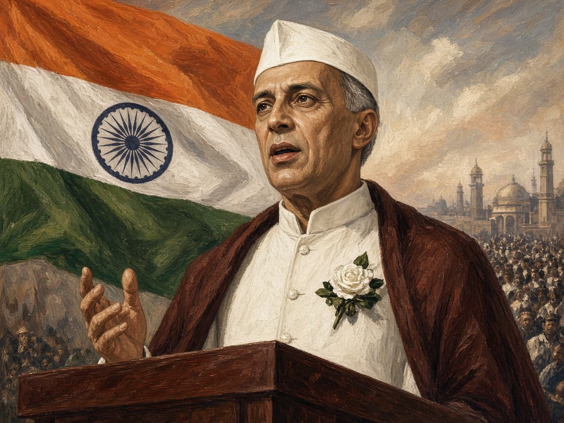 Illustrative portrait of Jawaharlal Nehru at Indian independence