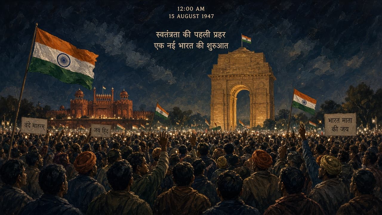 Illustrative Independence crowd in Delhi
