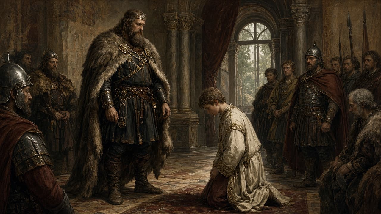 Illustrative portrait of Odoacer, the commander who deposed Romulus Augustulus in 476