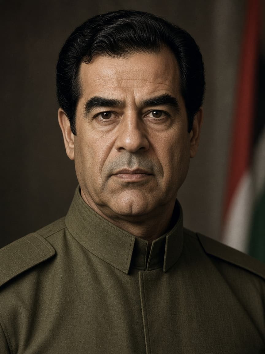 Illustrative portrait of Saddam Hussein in the early 1990s